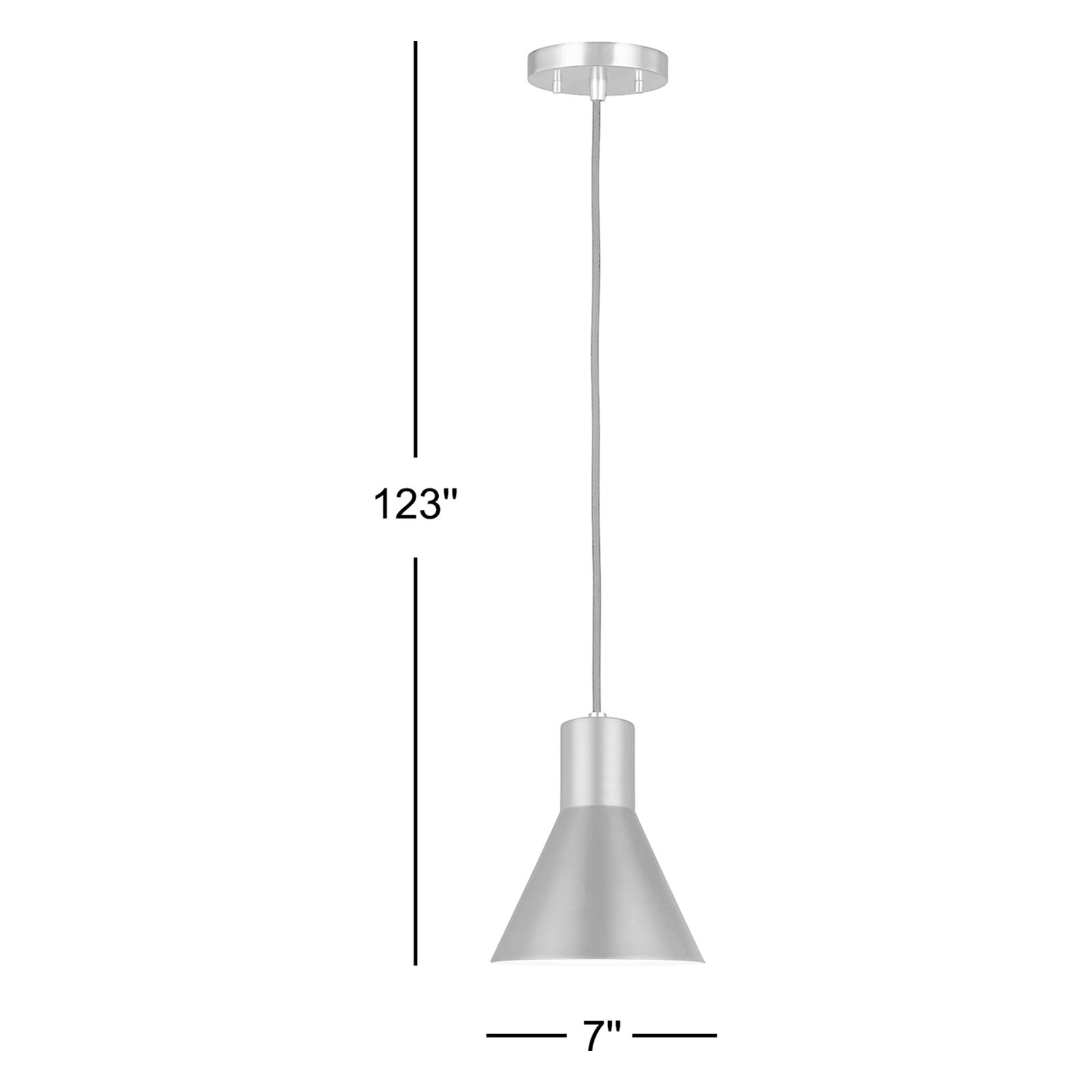 Byers 1 - Light Single Cone Pendant, Brushed Nickel, No