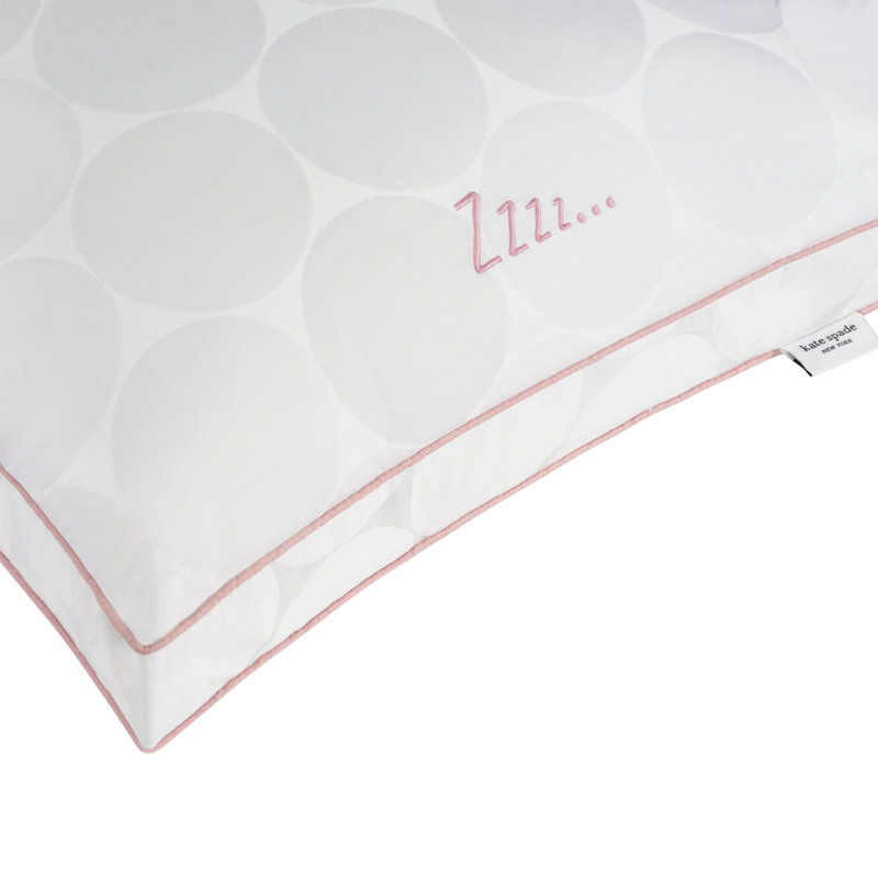 kate spade new york Joy Dot Endless Loft Bed Pillow, 2 inch gusset Foam-Core Pillow, White, Queen