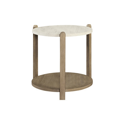 Table de bout en pierre avec abat-jour caramel, idéale pour les lampes et les pièces décoratives, structure robuste et durable, s'adapte à différents styles d'intérieur, profondeur de 25 po, base en bois teint de 25,04 po de hauteur