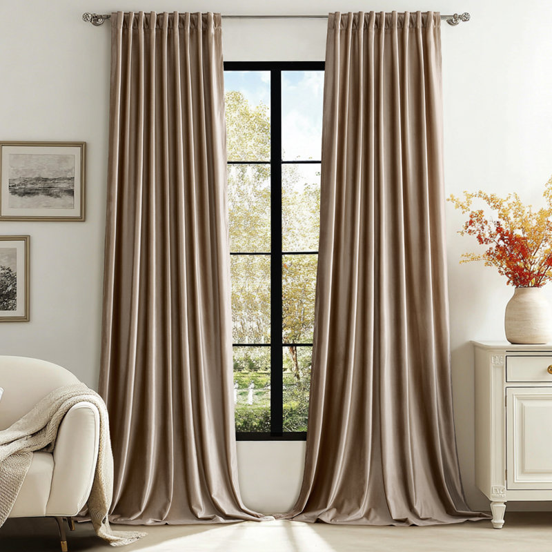 Rideaux isolants et isolants en velours de luxe. Pièce obscurcissant 75% à 95% avec passe-tringle à onglets pour salon (ensemble de 2)