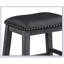 Ensemble de 2 tabourets de bar à hauteur grise avec sièges en similicuir noir et garniture cloutée pour un repas décontracté