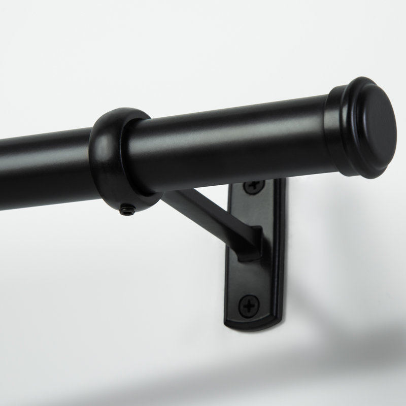 Aresha 1" Dia. Curtain Rods Adjustable Length Single Curtain Rod Black for Ceiling/Wall Mounting, 66" - 120", Black