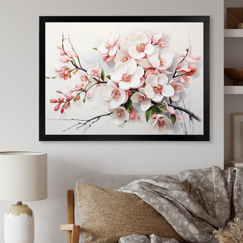 «Pink Orchids Minimalisme Dream I» sur toile, H 34 po x l 44 po x P 1,5 po, Cadre simple noir