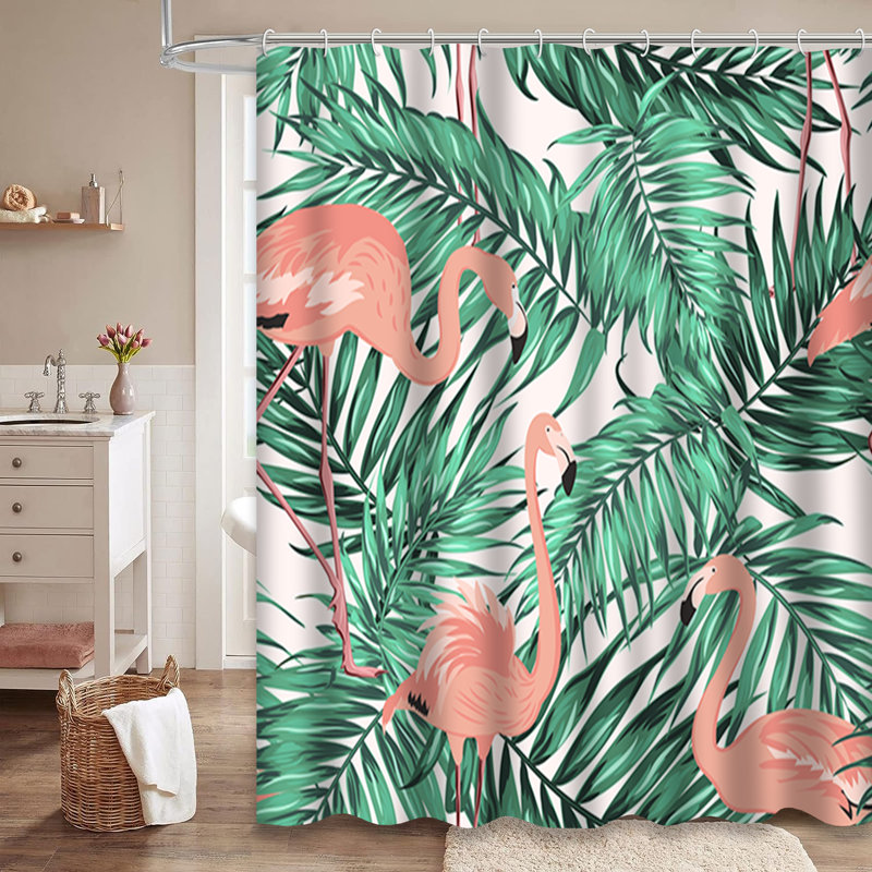 Rideau de douche avec 12 crochets Green Palm, L 72 po x l 78 po