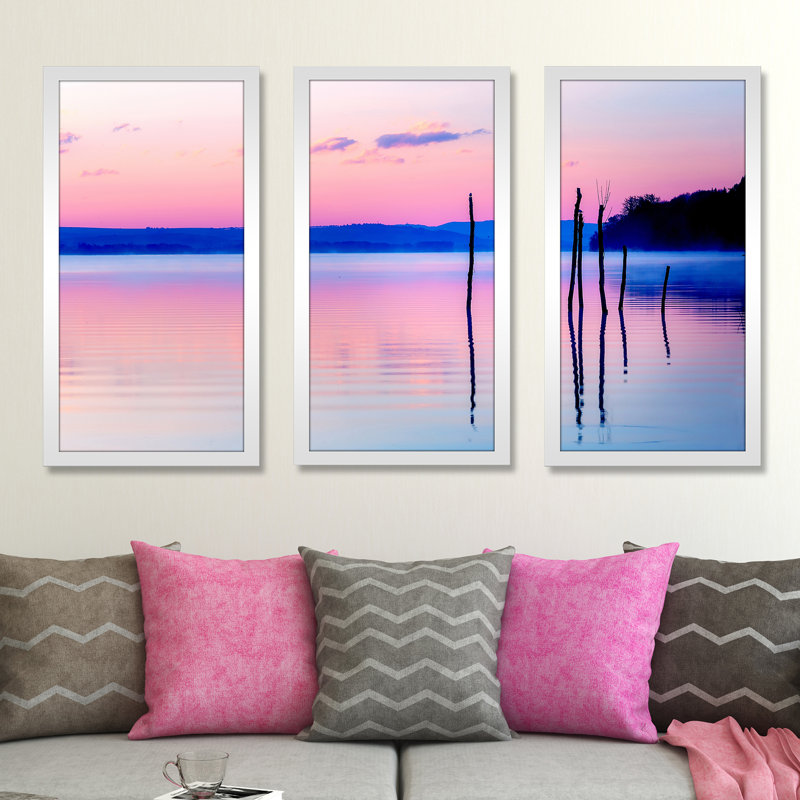 Beautiful Lake View - ensemble de 3 reproductions de photos sur acrylique, H 33,5 po x l 52,5 po x P 1 po