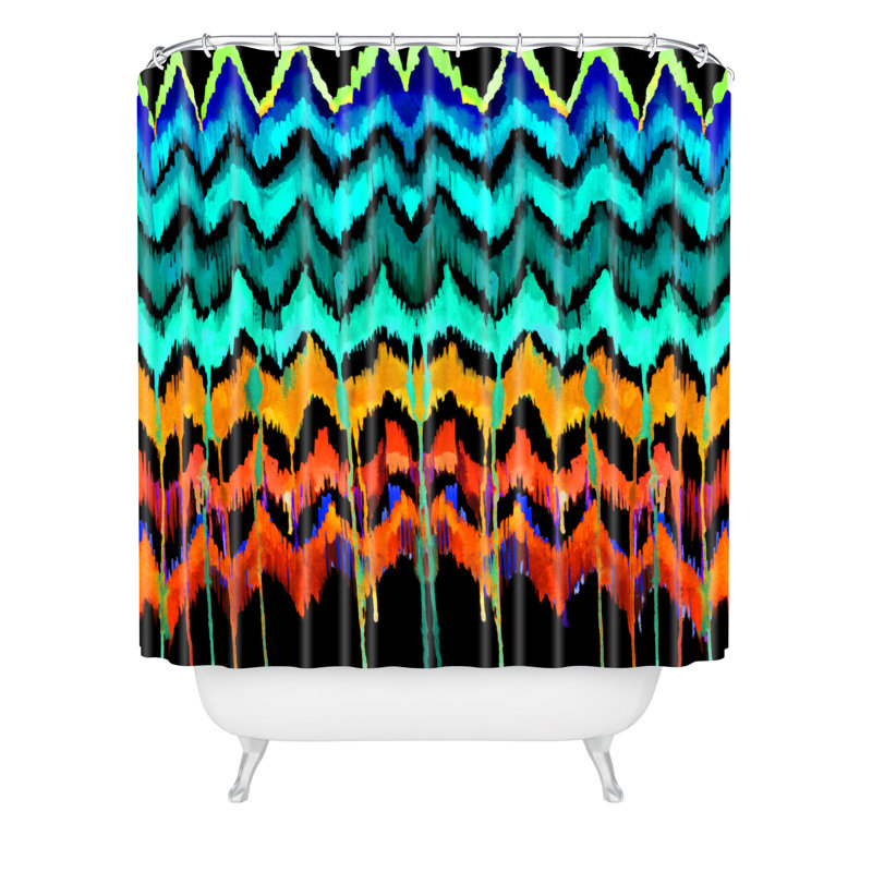 Holly Sharpe African Essence Single Shower Curtain, Teal/Orange