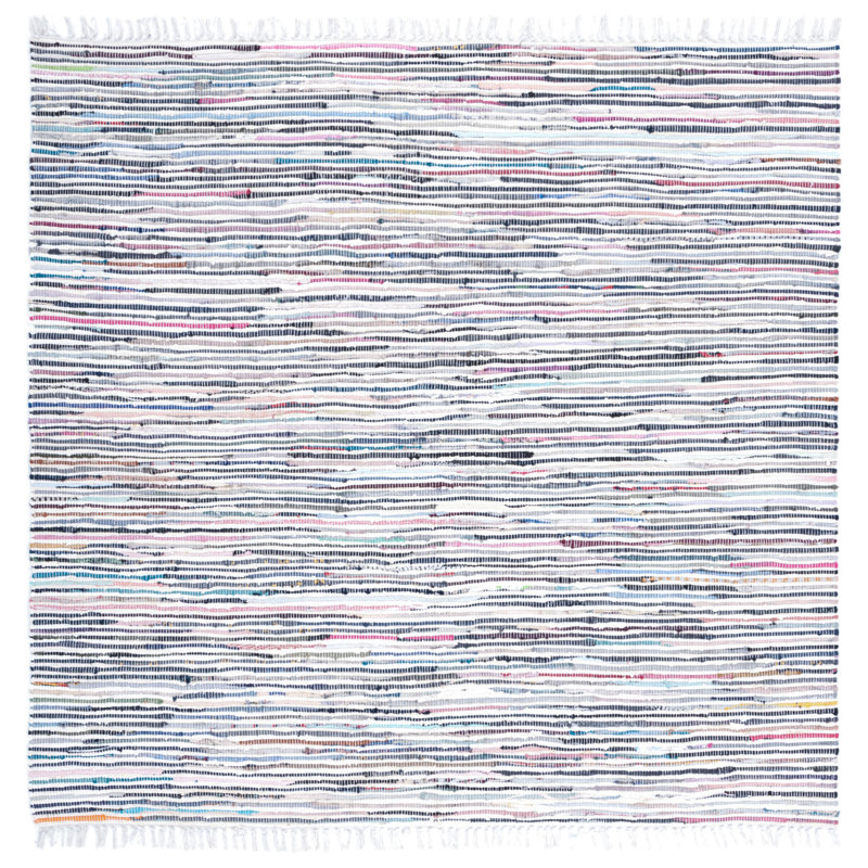Conner Rug Hand Woven Cotton Striped Rug, Square 6'