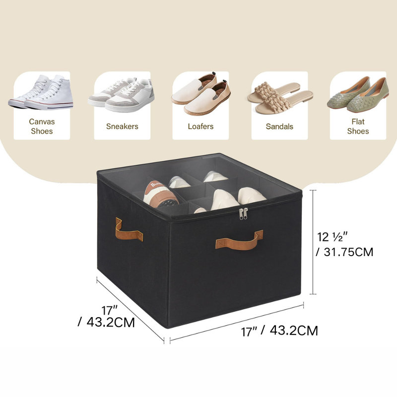 Organisateur de chaussures de placard avec diviseurs réglables, peut contenir 16 à 24 paires, housse transparente anti-poussière et conception robuste en casiers pour chaussures de sport, bottes