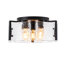 Industrial Modern 3-Light Rippled Glass Drum Semi-Flush Mount Ceiling Light-877074228