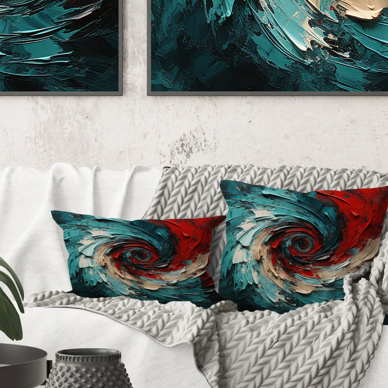 Coussin décoratif rouge et bleu Majestic Motion Spiral II - Abstract Spirals