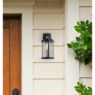 Textured Black Seeded Outdoor Wall Lantern