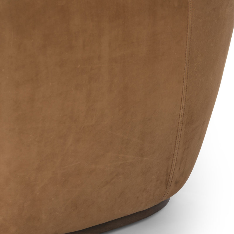 Julius Swivel Chair, Nubuck Cognac Top Grain Leather