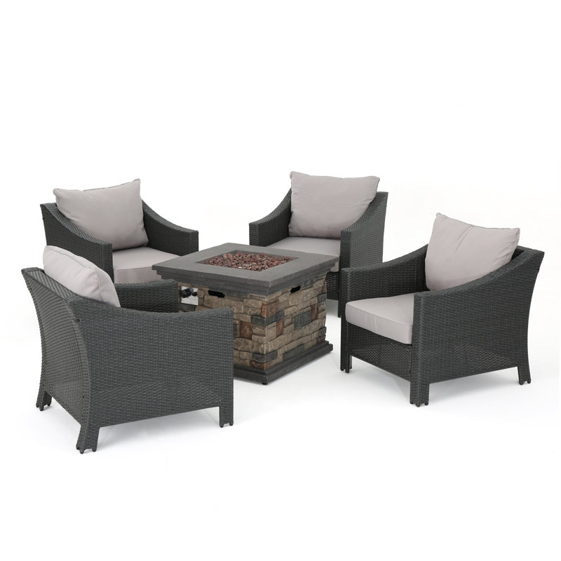 Amarvesh 4 - Person Patio Conversation Set with Cushions