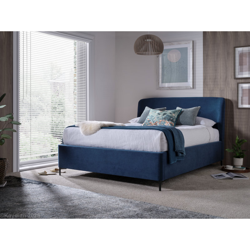 Tynedale Upholstered Lift Up Storage Ottoman Bed, Kingsize (5'), Blue