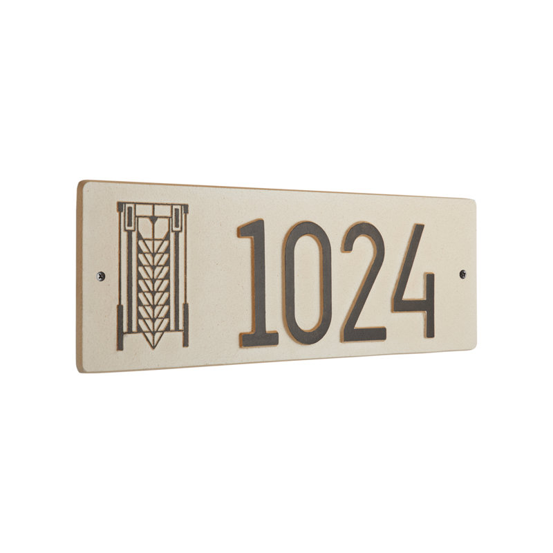 Frank Lloyd Wright, arbre moderne de la vie, plaque moderne sur 1 ligne, Bronze, Oui, Calcaire vieilli / brun foncé