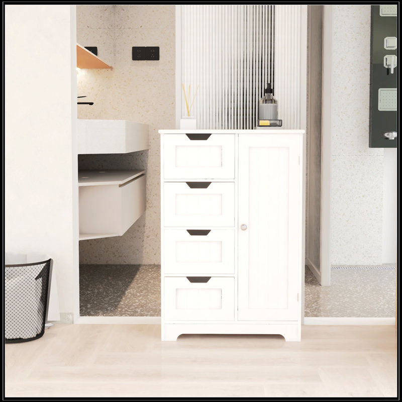 Armoire de rangement autoportante blanche avec tablettes réglables