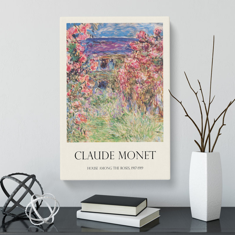 Rose House Print by Claude Monet - Wrapped Canvas Painting, 50cm H x 35cm W x 3cm D