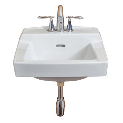Ceramic Rectangular Wall Mount Bathroom Sink with Overflow