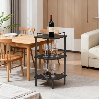 Étagère d'angle à 3 niveaux, étagère de coin industrielle pour la maison et le bureau, étagère de rangement et de présentation polyvalente