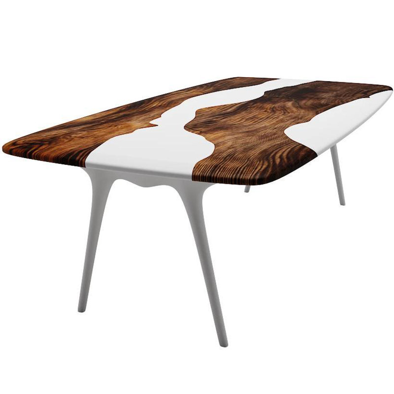 Elysion Walnut Wood Dining Table, 48" W x 108.3" L