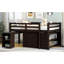 Lit mezzanine polyvalent en bois massif pour étude et rangement pour enfants - Espresso