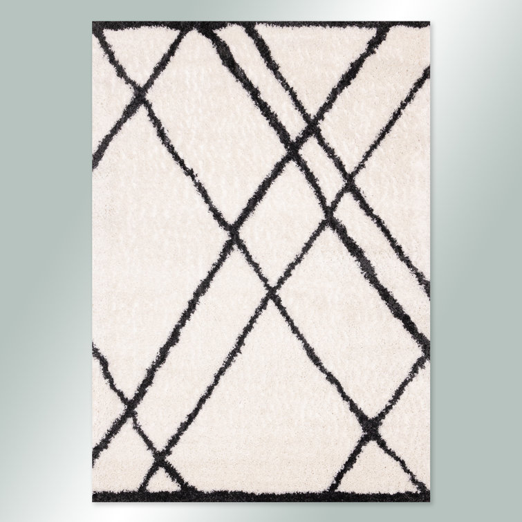 Botelho Cream Charcoal Abstract Trellis Rug