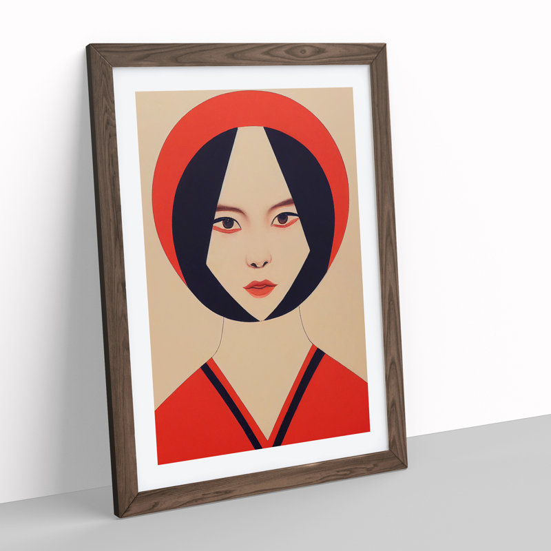 French Girl - Single Picture Frame Print, 34cm H x 25cm W x 2cm D, Walnut