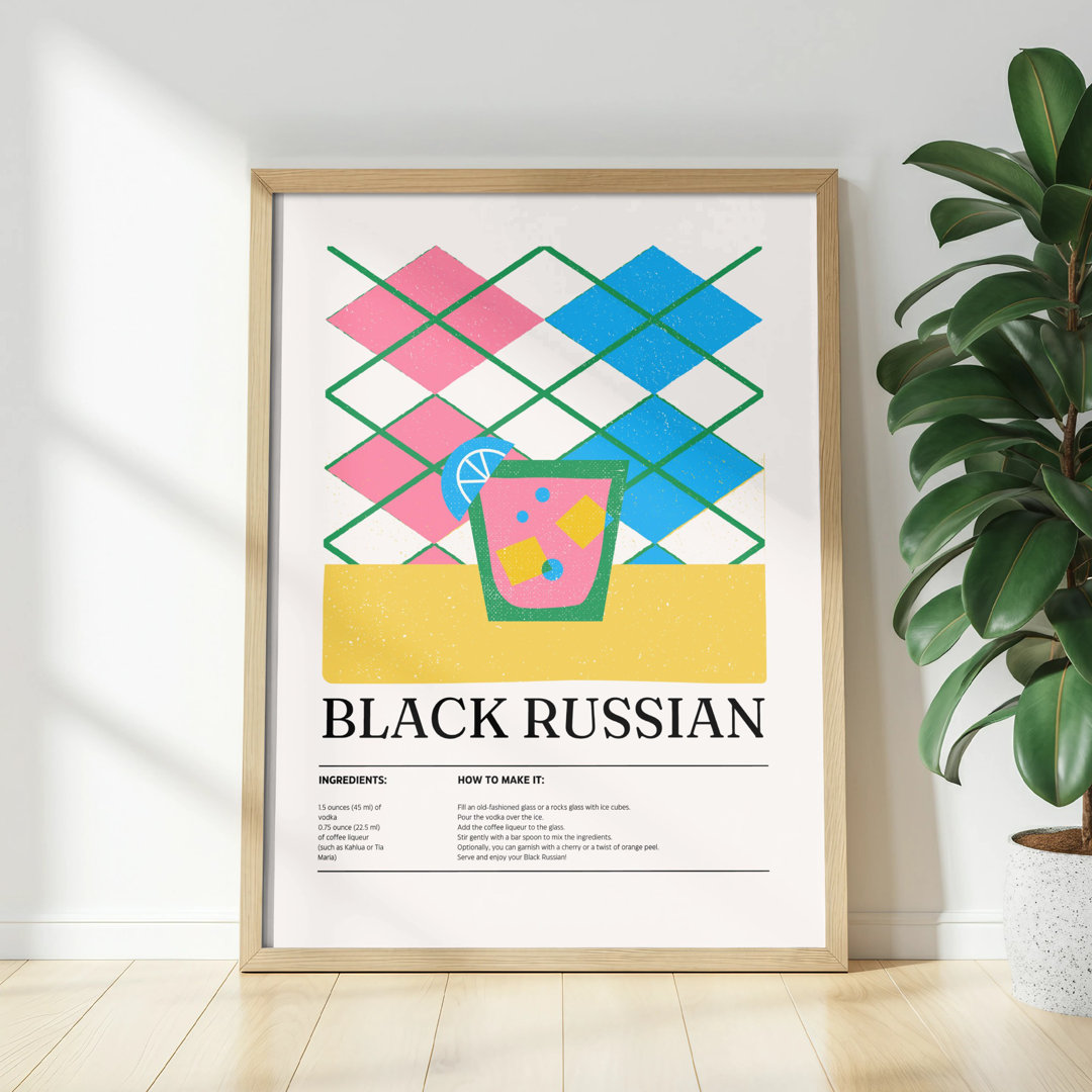 Black Russian Cocktail Wall Art, Retro Drink Poster, Kitchen Art Print, Bar Decor, Unframed Vertical Matte Poster, Available Sizes