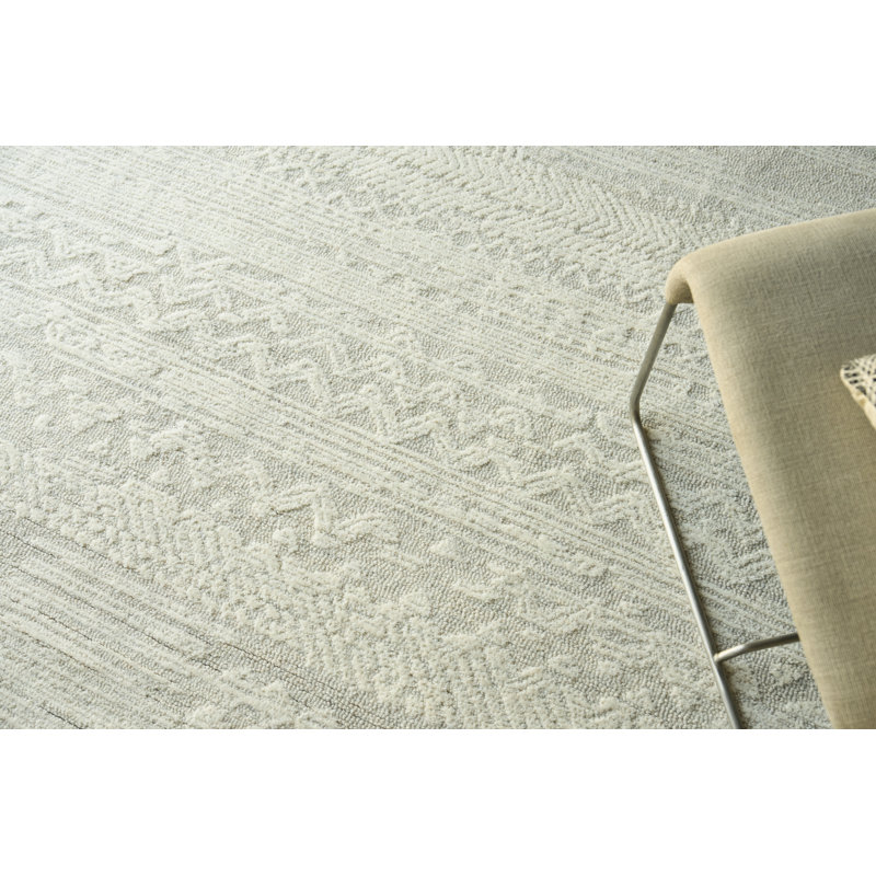 Martha Hand Tufted New Zealand Wool Silver/Ivory Area Rug, 14'X18'