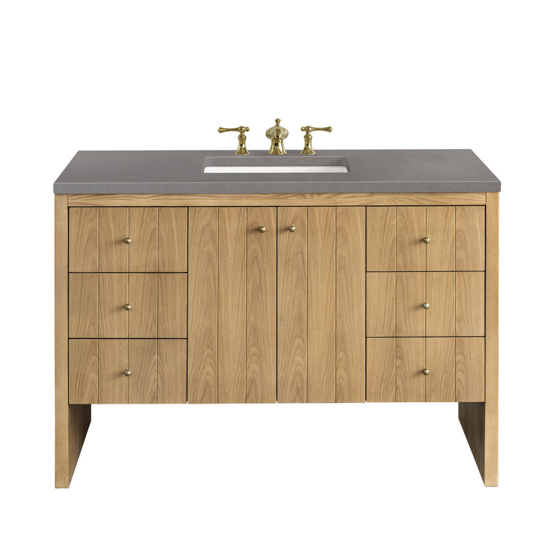 Hudson 48'' W Single Vanity, White Zeus, 8" Widespread, Light Natural Oak
