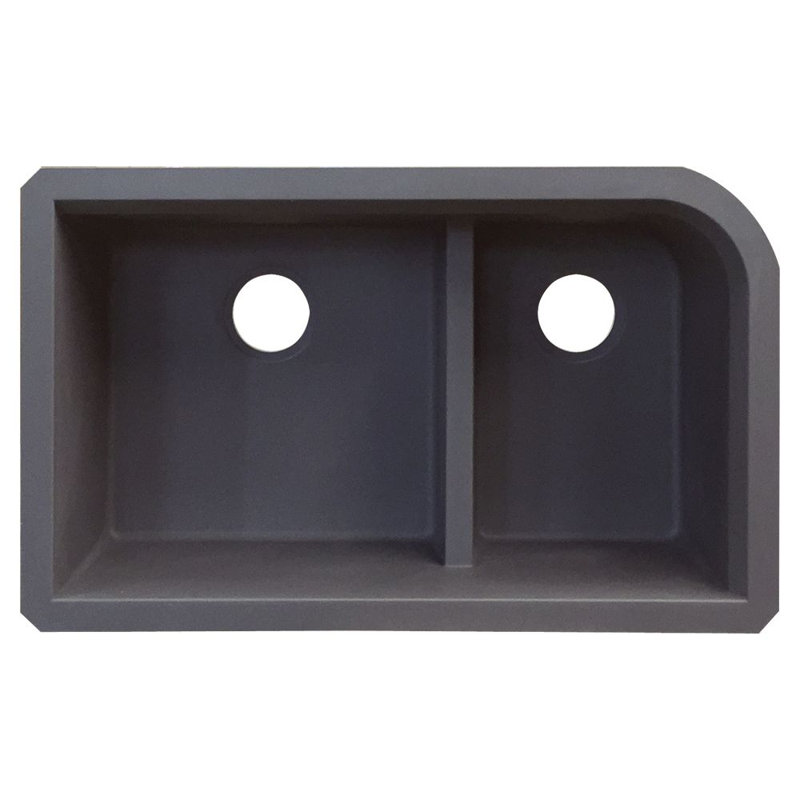 Radius 31.5'' L Double Bowl Kitchen Sink, Grey