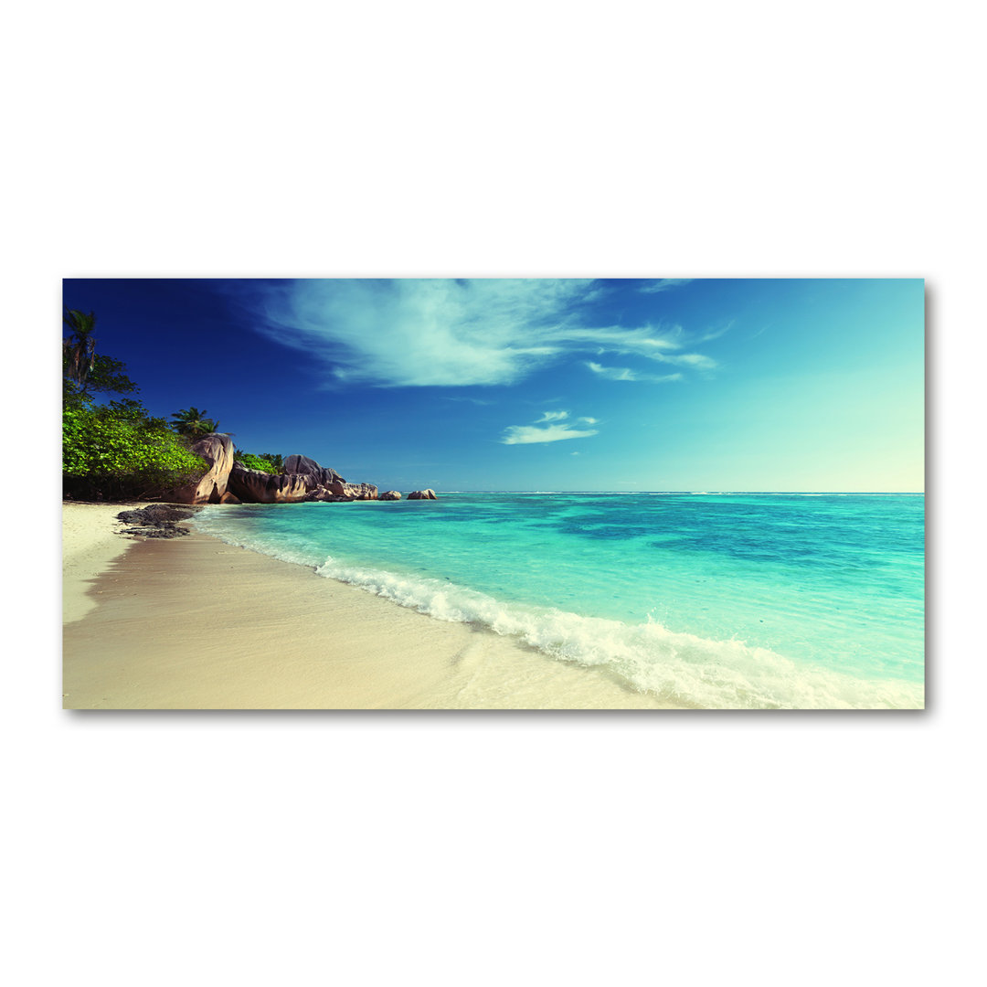 Leinwanddruck - Wandkunst - Drucke auf Leinwand - 140X70 Bild Bildthema: Seychellen Strand