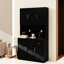 Armoire de cuisine 71 "avec armoires à portes pour le rangement - Buffet à tablettes réglables noir