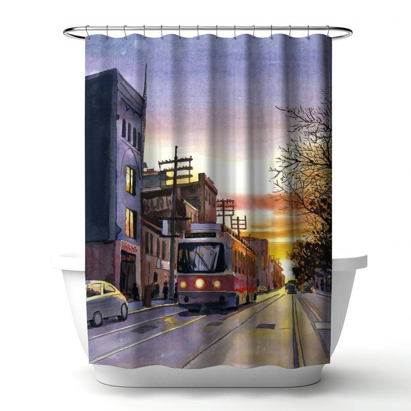 Shower Curtain ST62 – Polyester Shower Curtain, Dye Sublimation Print, 71" W × 74" L