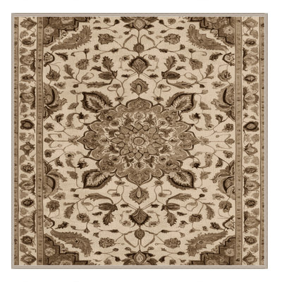 Tapis beige Tabriz lavable à la machine