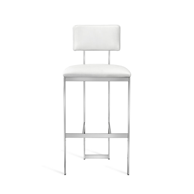 Landon Upholstered Stool with Metal Frame, Counter Stool (26" Seat Height), Antique Bronze, Cream Latte
