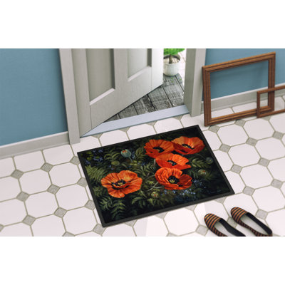 Tapis d'extérieur antidérapant Wanakah Poppies