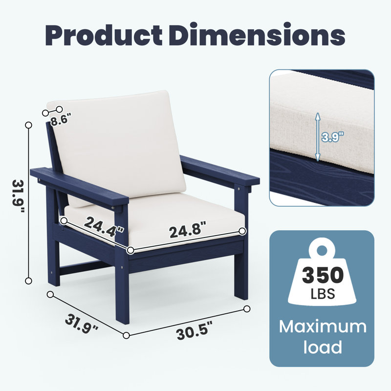 HDPE 2-Person Conversation Set, Navy, White