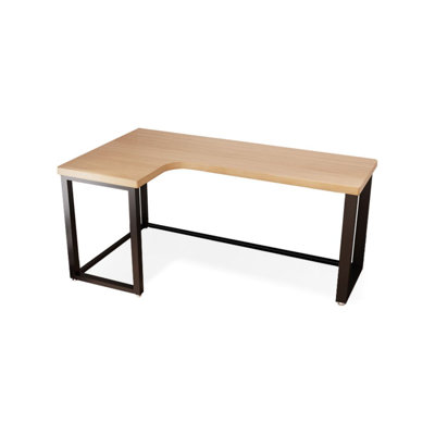 Burlywood,Black L-Shaped Solid Wood Writing desk
