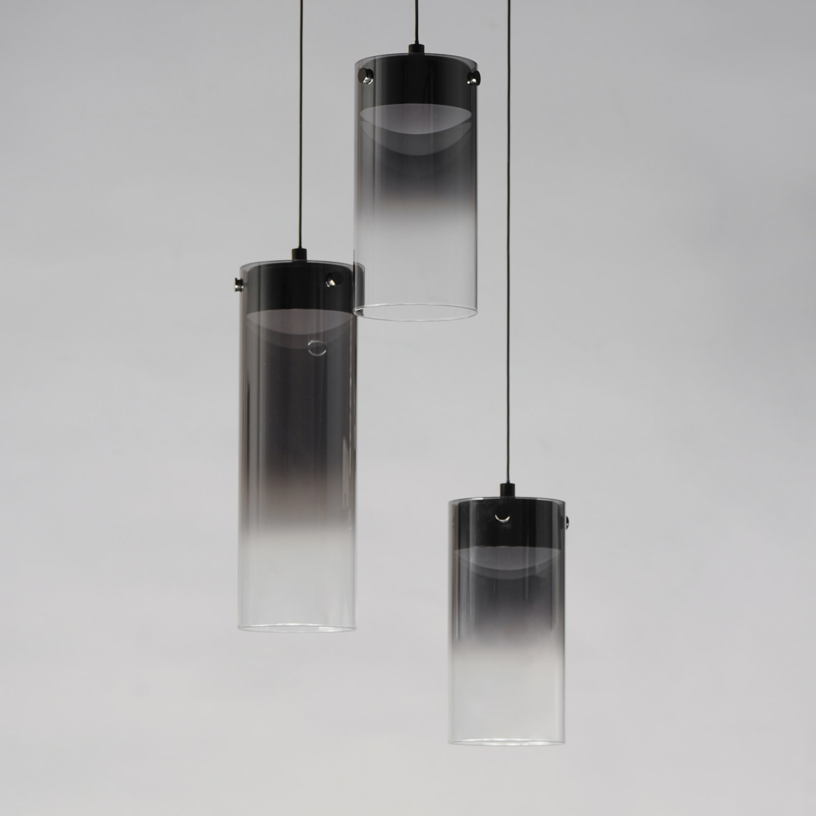 Delonda 3 Light Glass Dimmable LED Pendant, Graduating Smoke