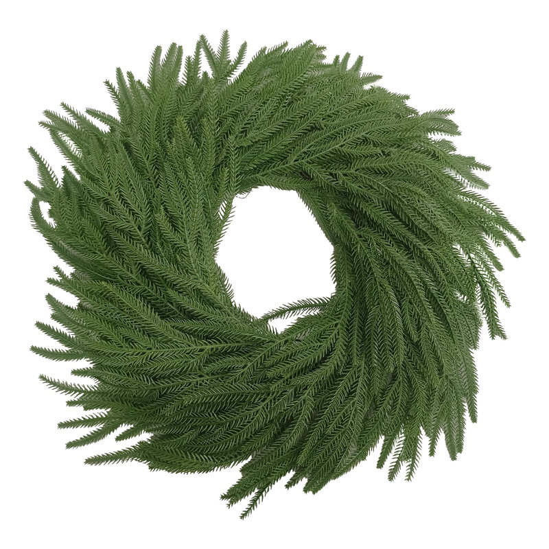 Couronne de pin de Norfolk, 61 cm (24 po), base de verdure réaliste à monter soi-même, tiges en fil de fer flexibles, pour intérieur et extérieur