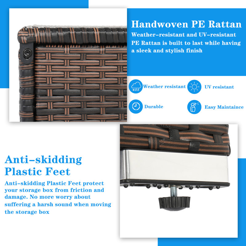 Brown Wicker 60 Gallon Outdoor Storage Deck Box