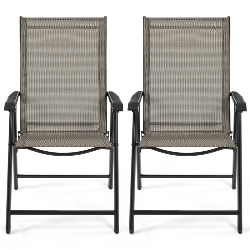 Folding Patio Dining Armchair, Brown, 2