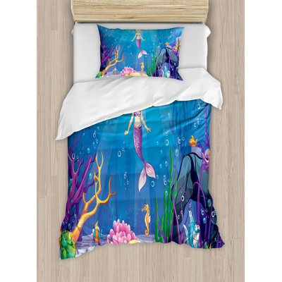 Porcelli Blue/Purple/Pink Microfibre 350 TC Duvet Cover Set