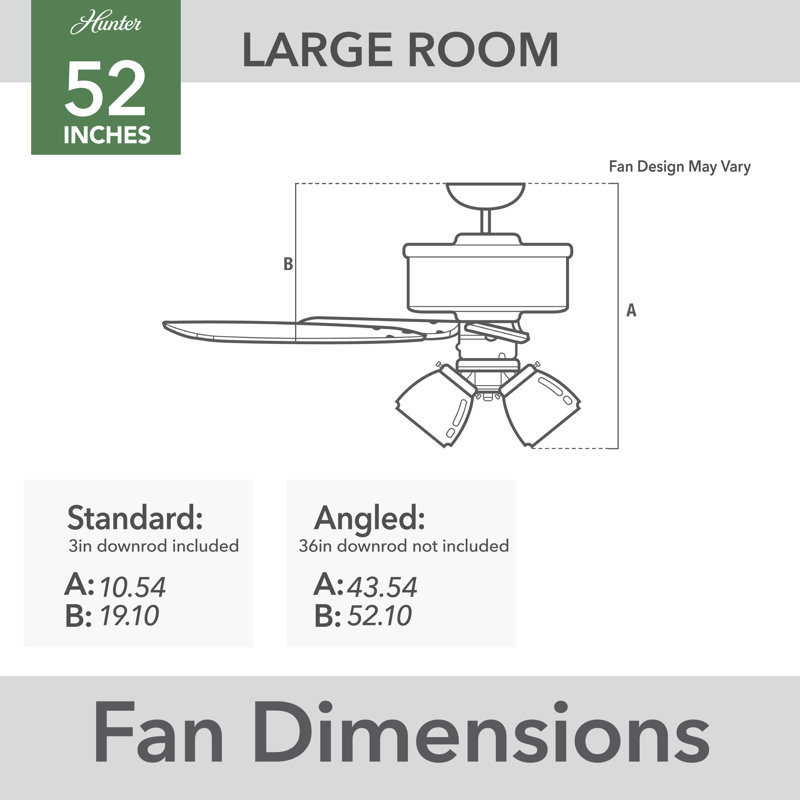 52" Lochemeade 5-Blade Standard Ceiling Fan with Remote Control and LED Light Kit Included, Matte Black