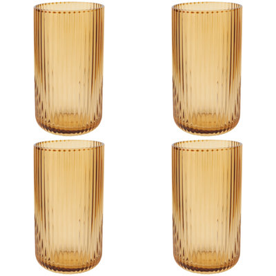 Set of 4 Tumbler 17oz Fluted Amber