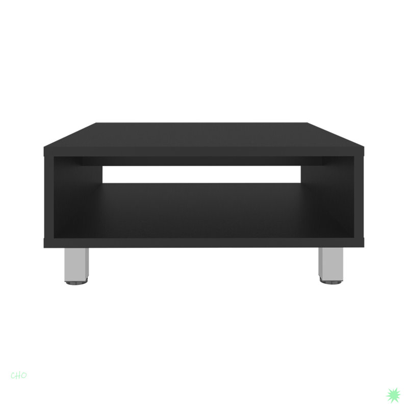 Minimalistic Square Coffe Table With Open Storage, Black