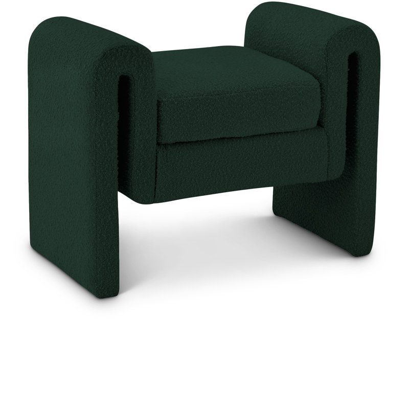 Hobel Boucle Upholstered Bench, Green Boucle Fabric