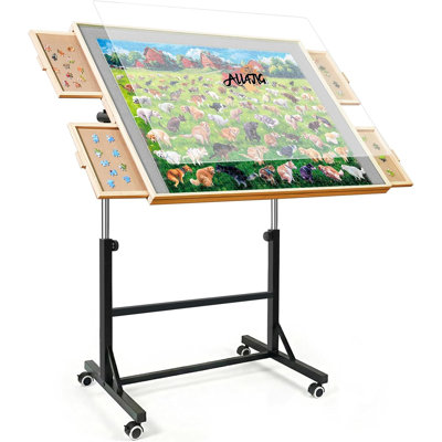 1500 Pieces Puzzle Table with Legs and Wheels Wooden Jigsaw Puzzle Table with 4 Drawers Cover Upgraded Stability Optimized Lightweight Design P 1500 Pieces Puzzle Table with Legs and Wheels Wooden Jigsaw Puzzle Table with 4 Drawers Cover Upgraded Stability Optimized Lightweight Design P