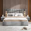 Très grand lit intelligent avec applique murale et USB, tête de lit large en velours